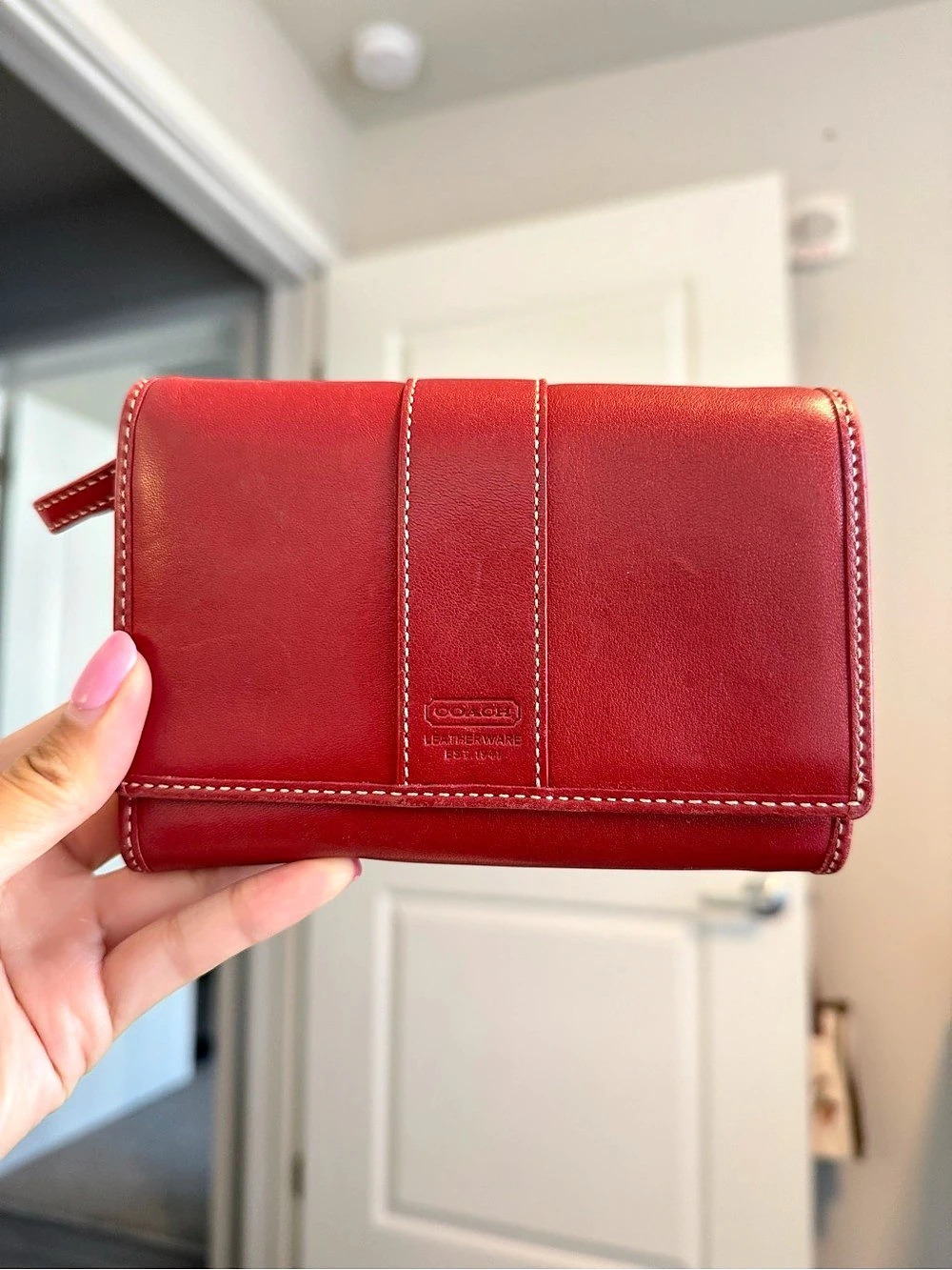 Vintage Coach Hampton Red Leather Bifold Wallet